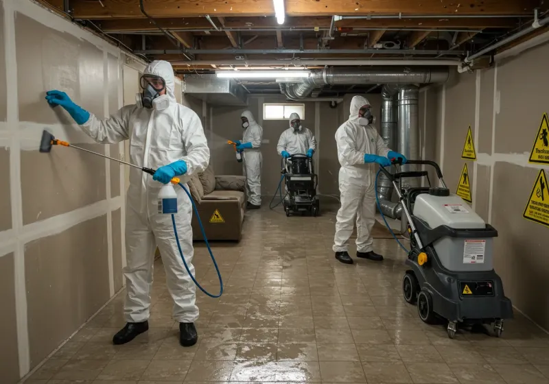 Basement Moisture Removal and Structural Drying process in Unionville, NC